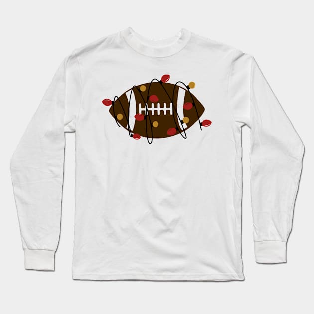 Christmas Football With Christmas Lights Long Sleeve T-Shirt by StacysCellar